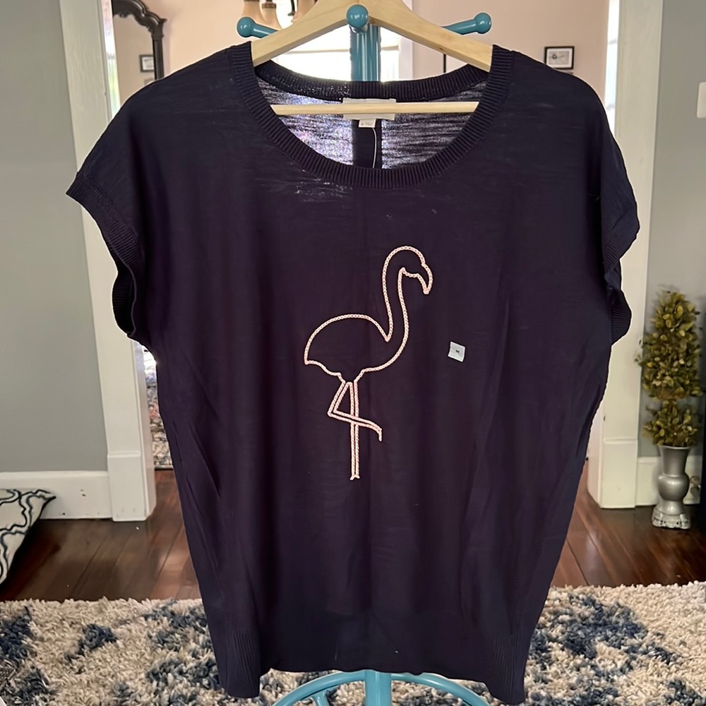 Loft navy blue cap sleeve sweater